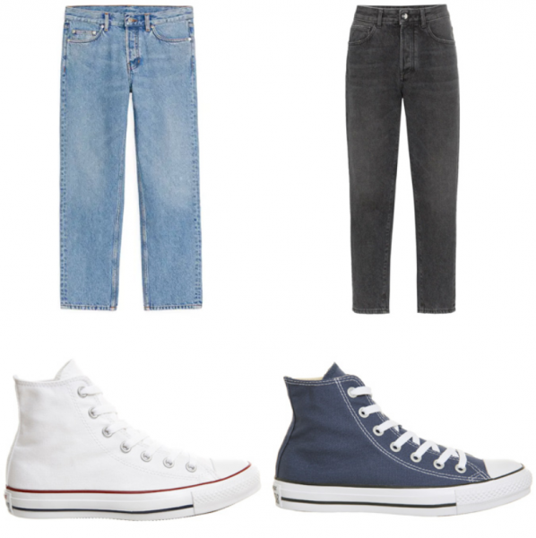 High-Top Sneakers with Jeans